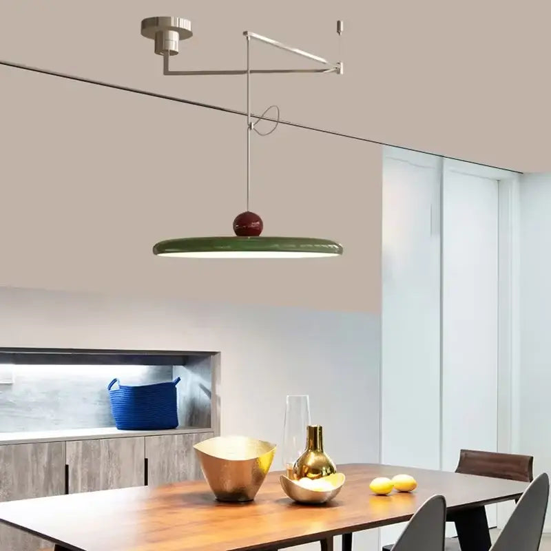 Modern green decorbites™ rotatable nordic led pendant light with sleek circular shade and polished brass accent sphere