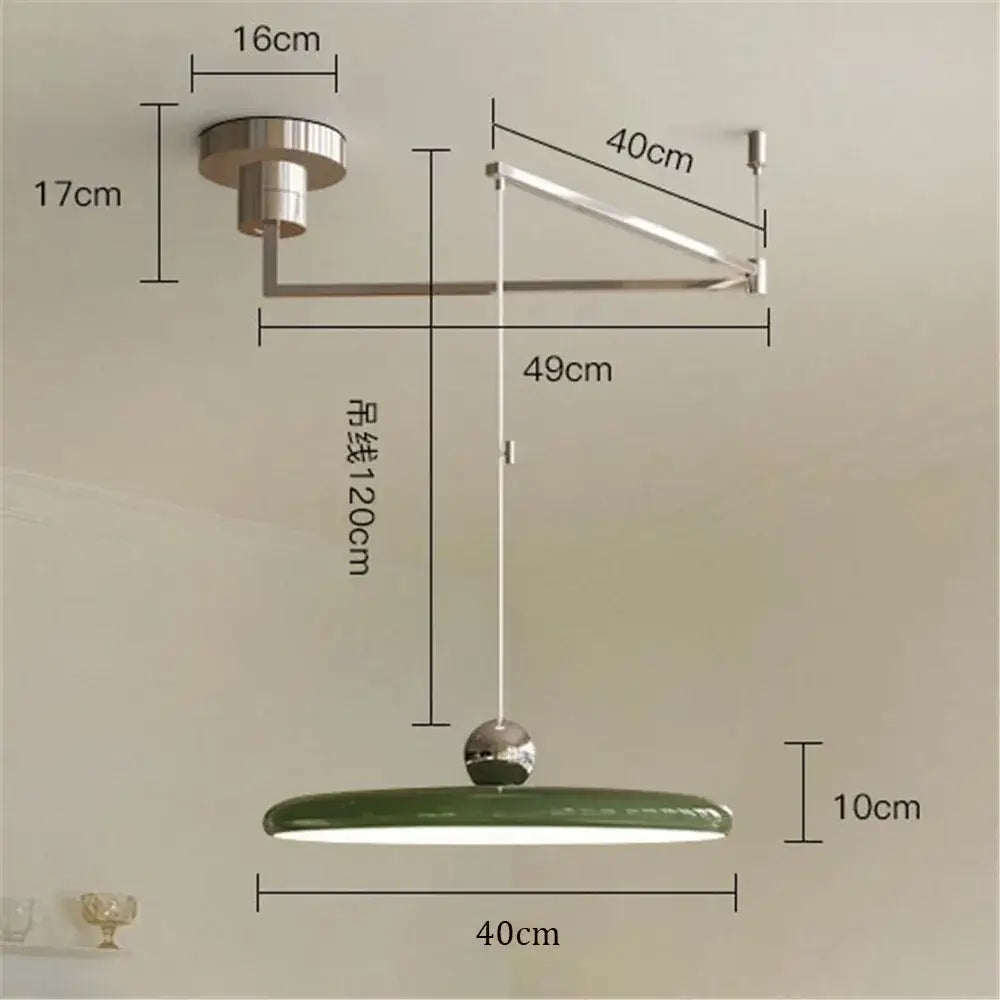 Modern green ceramic led pendant light with sleek metallic arm and spherical fixture from decorbites cream iron chandelier