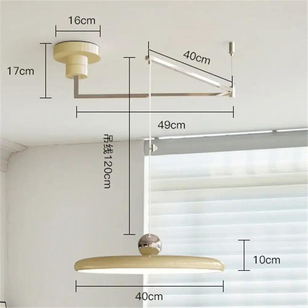 DecorBites™ rotatable nordic led pendant light with sleek metallic finish and elongated oval cream iron shade
