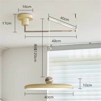 DecorBites™ rotatable nordic led pendant light with sleek metallic finish and elongated oval cream iron shade