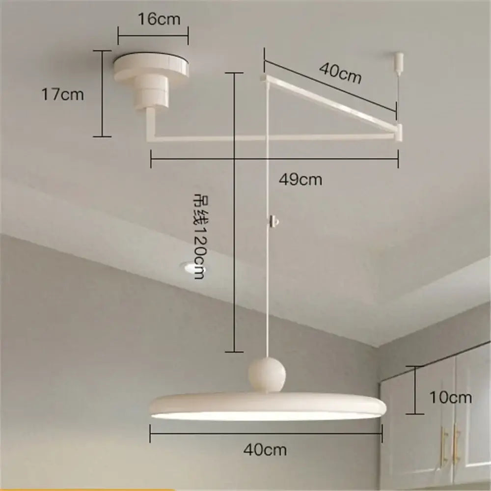 Cream iron decorbites rotatable nordic led pendant light with minimalist circular shade for modern interiors