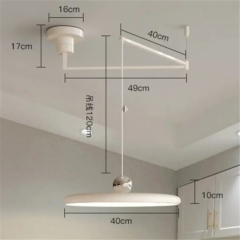 Decorbites™ rotatable nordic led pendant light in cream iron with frosted glass shade and polished chrome accents