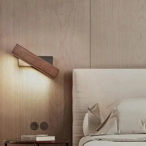 Decorbites™ rotated led modern wooden wall sconces with sleek angled design and warm ambient lighting