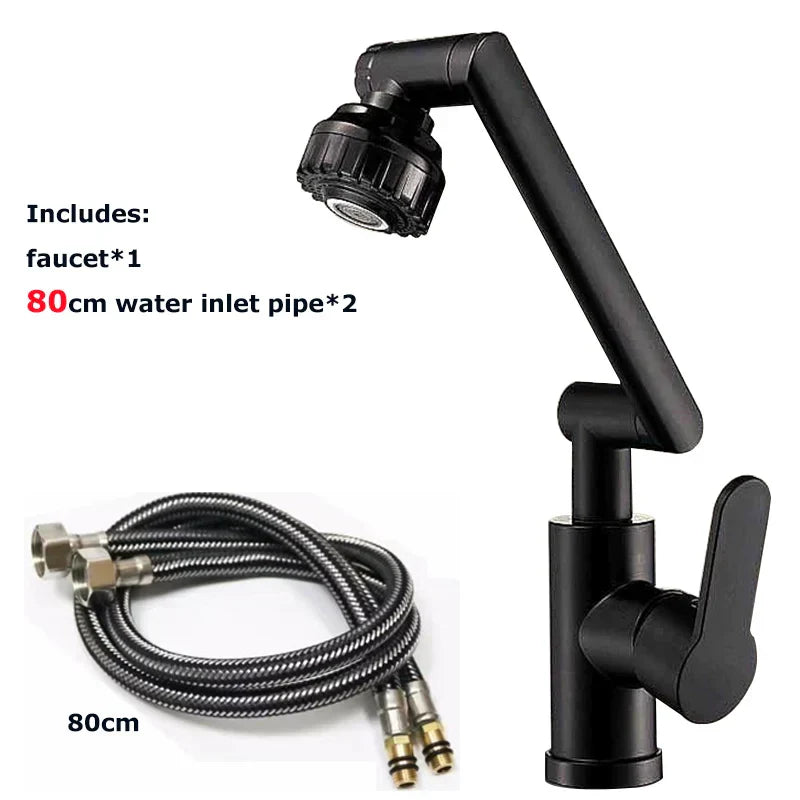 Black matte finish rotating dual-mode faucet by decorbites with adjustable textured showerhead for kitchen and bathroom use