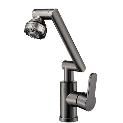 Black matte-finish DecorBites™ rotating dual-mode faucet with flexible articulated spout and single lever handle for kitchen and bathroom