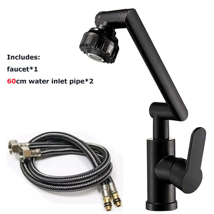 Black matte-finish DecorBites™ rotating dual-mode faucet with sleek modern design and flexible arm for kitchen and bathroom use