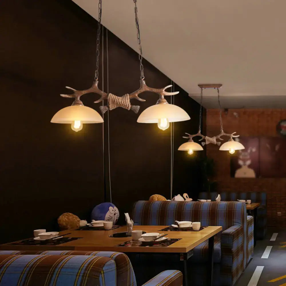 Decorbites rustic beige glass island pendant light with antler decor metal finish and warm glass shades 220v-240v 110v-120v