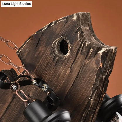Decorbites rustic fish shaped wood hanging lamp with 6 heads brown lantern shade e26 e27 fixture width and height