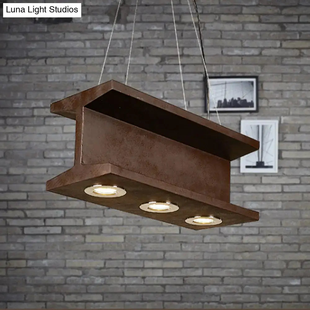 Decorbites rustic iron industrial h-beam pendant light with copper tone fixture width and three e26 e27 bulb bases