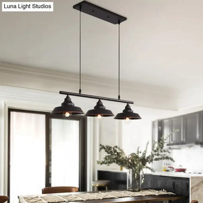 Decorbites™ rustic metal ceiling light with three dark coffee dome shades and rectangular mount 220v-240v 110v-120v