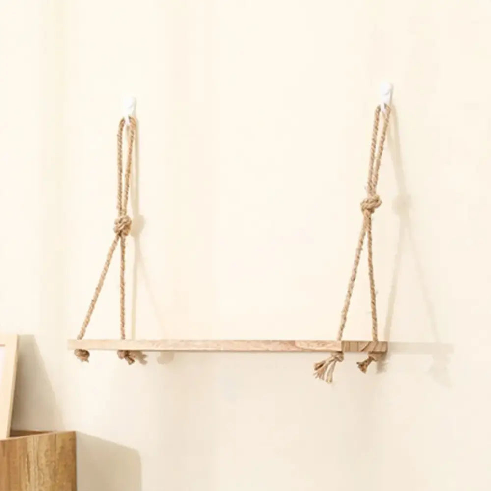 DecorBites rustic wood floating wall shelves set of 3 with minimalist wooden shelves suspended by natural rope