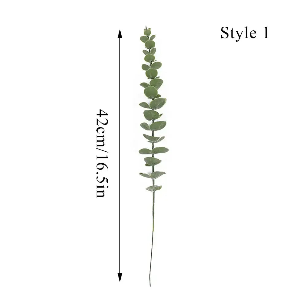 Decorbites™ shatterproof clear acrylic cylinder vase with a 42cm artificial eucalyptus stem and slender brown stalk
