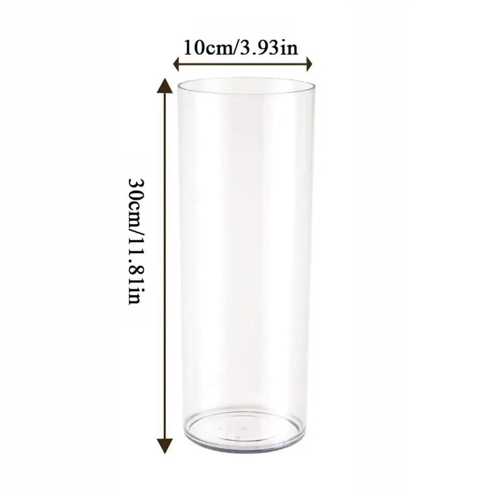 DecorBites™ shatterproof clear acrylic cylinder vase 30cm tall 10cm wide transparent acrylic cylinder vase