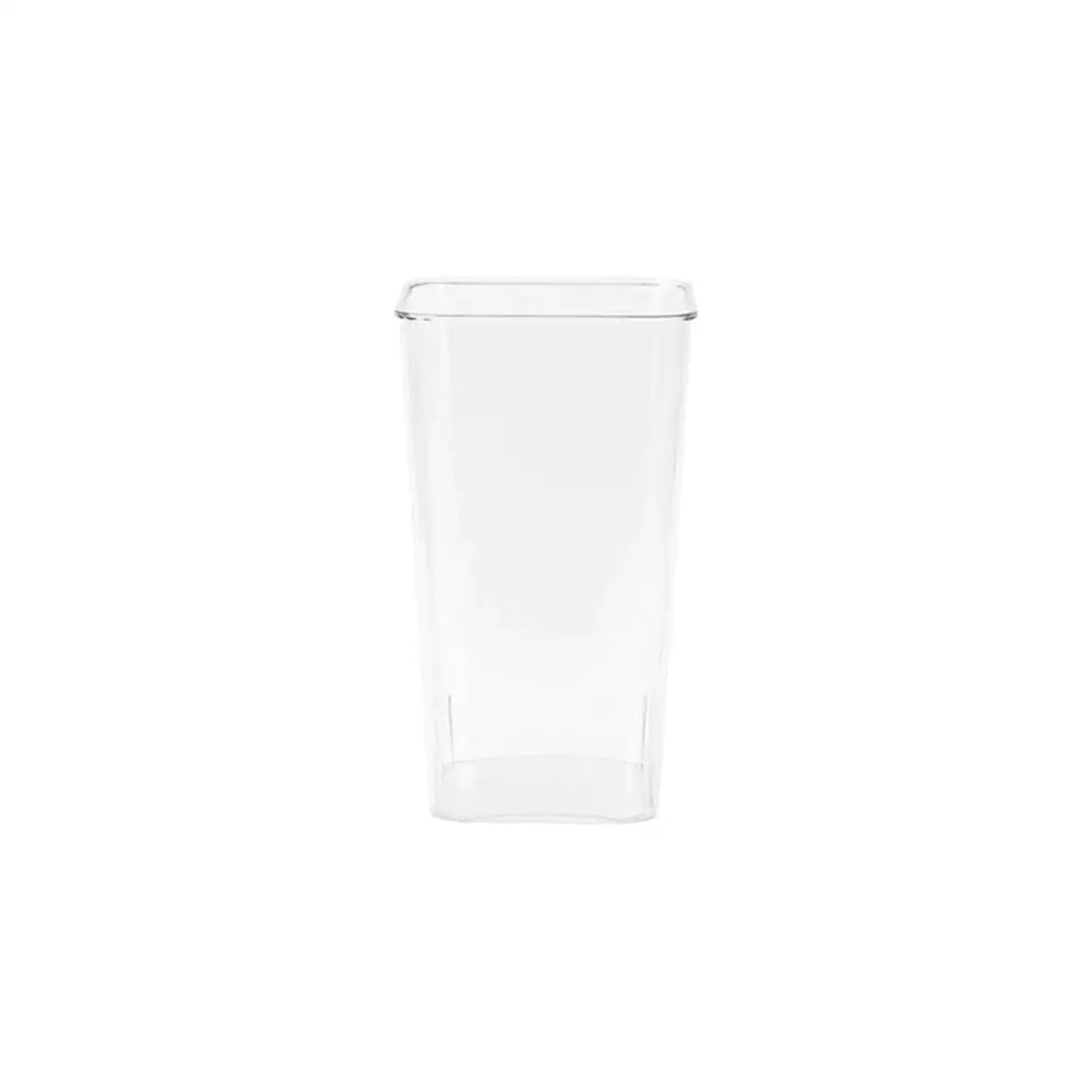 Clear plastic tumbler with square shape and tapered sides made of shatterproof clear acrylic cylinder by decorbites