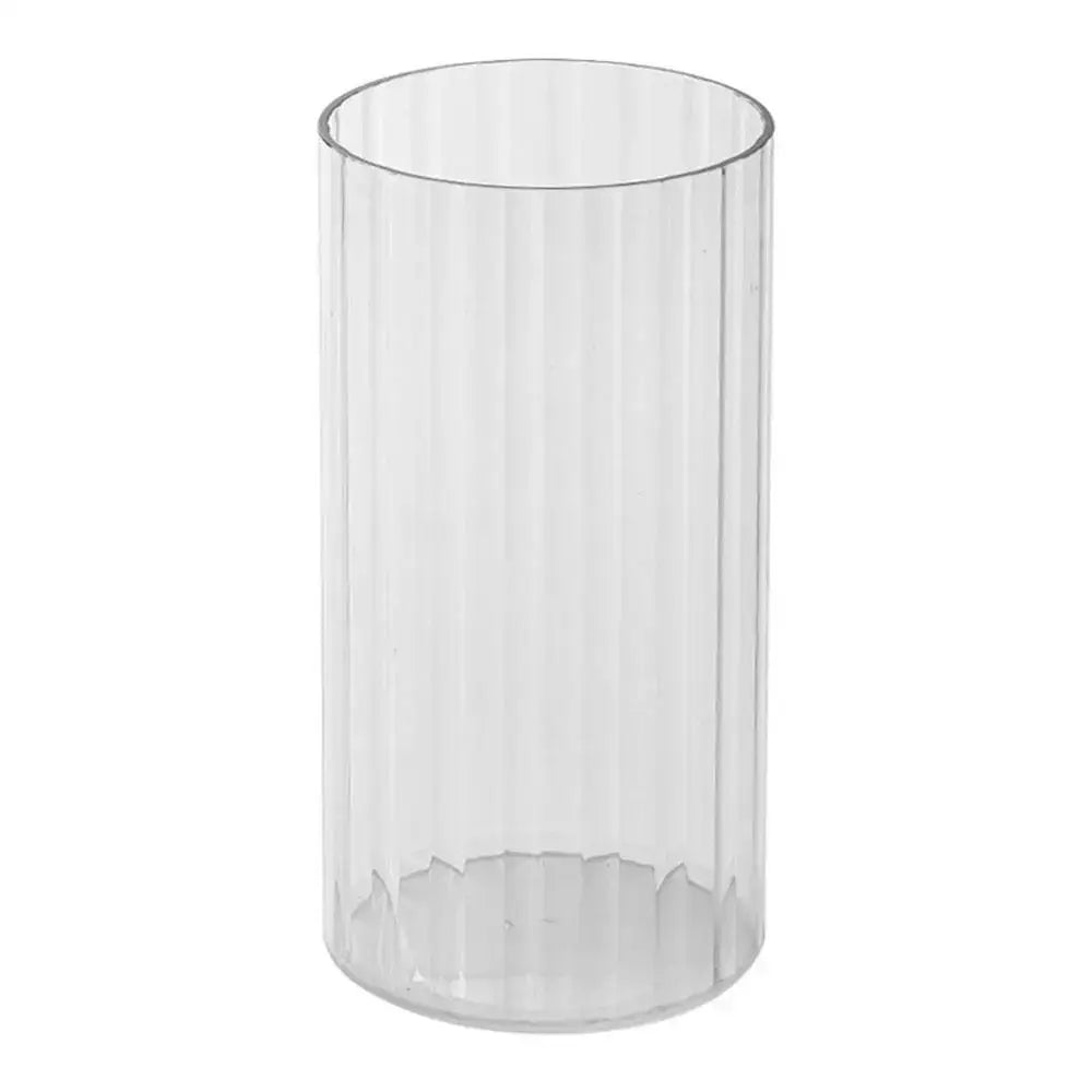 DecorBites™ shatterproof clear acrylic flower vase with vertical ridges and a fluted base in transparent clear acrylic