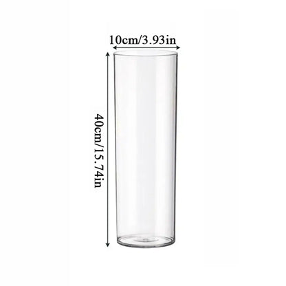 Decorbites™ shatterproof tall transparent acrylic flower vase clear cylindrical glass vase 10cm diameter 40cm tall