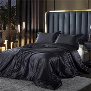 Decorbites™ silk bedding set black satin duvet cover with matching pcs duvet cover featuring luxurious sheen