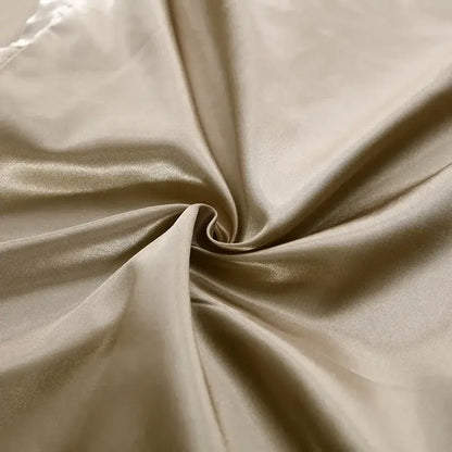Luxurious beige silk bedding set with smooth glossy satin fabric perfect for pcs duvet cover and width bed needs