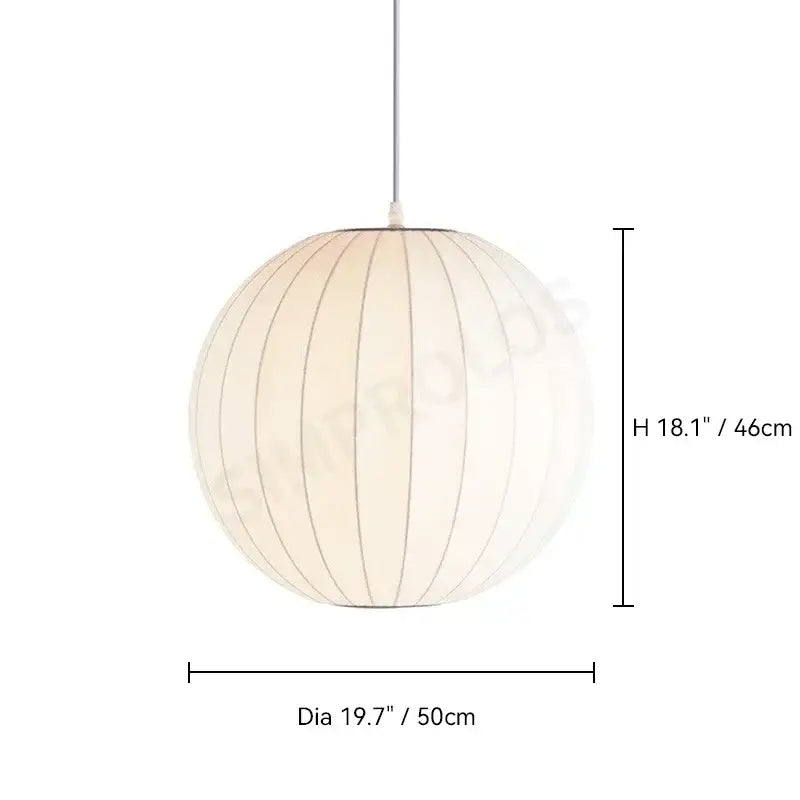 Off-white spherical led pendant lamp with vertical ribbed panels and slender hanging cord by DecorBites™