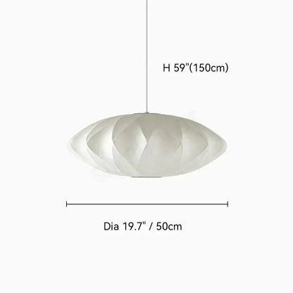 DecorBites Silk led pendant lamp in off-white with a modern oval design featuring layered geometric panels