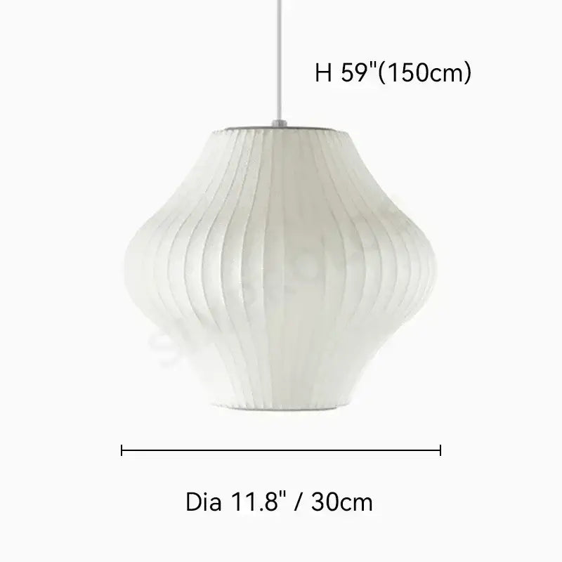 Decorbites™ silk led pendant lamp is a white ribbed paper pendant lamp with a sleek modern designer lighting design