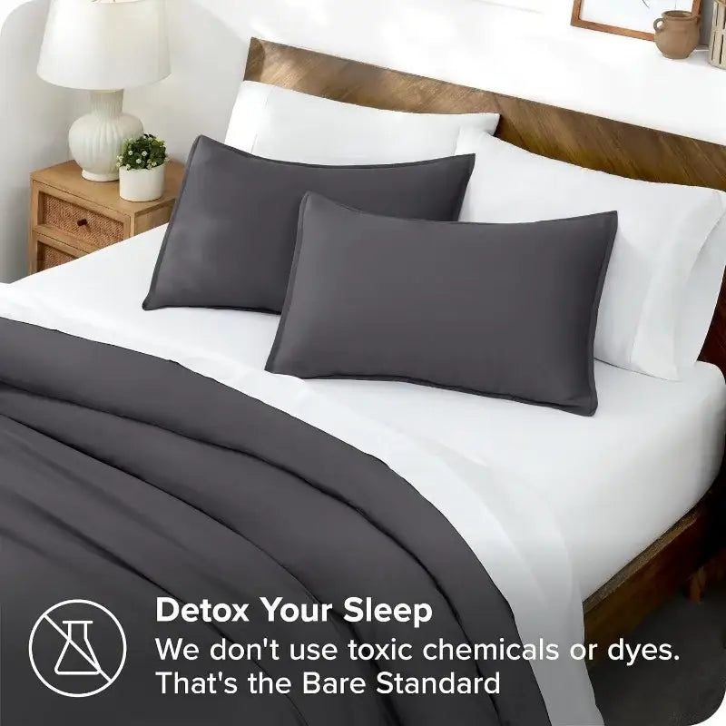 Dark gray silk pillowcases with a smooth luxurious finish from decorbites silky cooling duvet cover set 3pcs