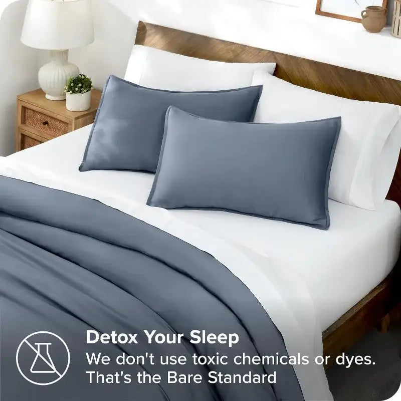 Set of two dark gray silk pillowcases with smooth luxurious finish in decorbites silky cooling duvet cover set