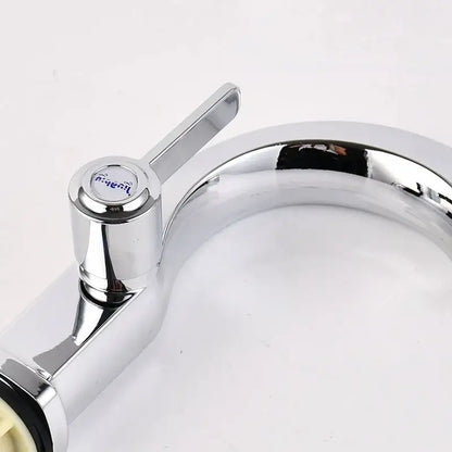 Chrome finished DecorBites™ single lever deck mounted water purifier faucet with sleek curved spout and rincon logo handle