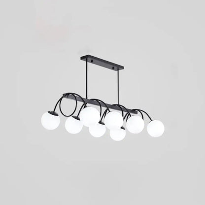 Modern black metal chandelier with frosted glass globes for dining rooms compatible with 110v-120v 220v-240v bulb base