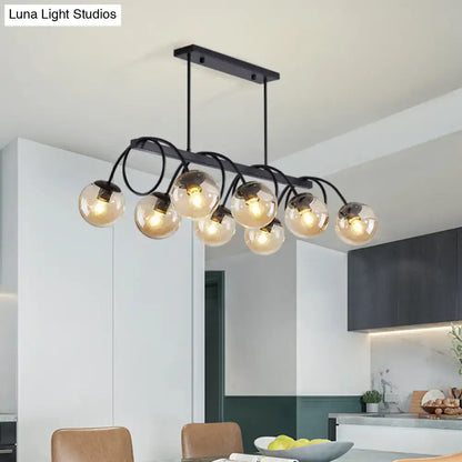 Decorbites sleek black metal chandelier with multiple glass globe shades suitable for 110v-120v 220v-240v bulb base