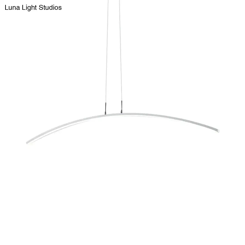 Modern curved DecorBites™ black white arch LED pendant lamp with sleek white arch island finish for elegant dining lighting