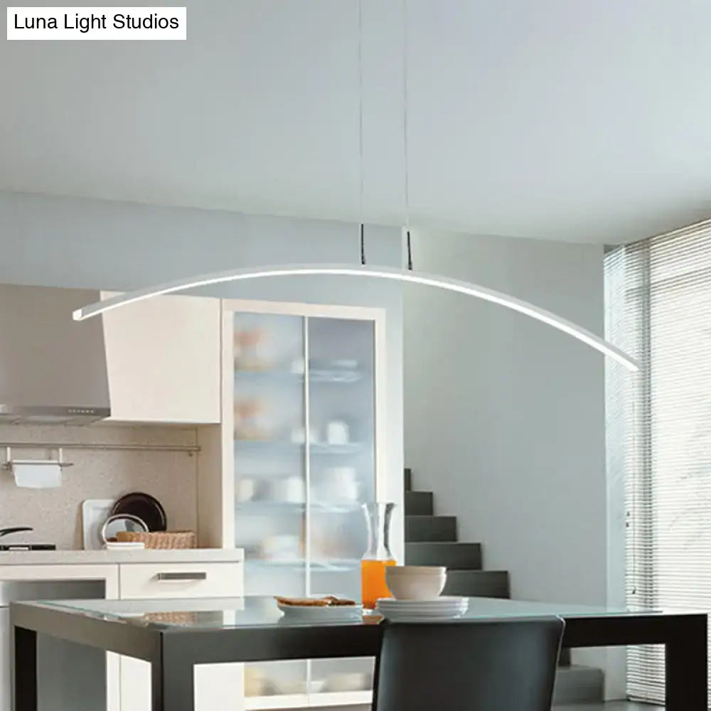 Modern white arch island led pendant lamp with sleek curved design for elegant dining table lighting by decorbites™