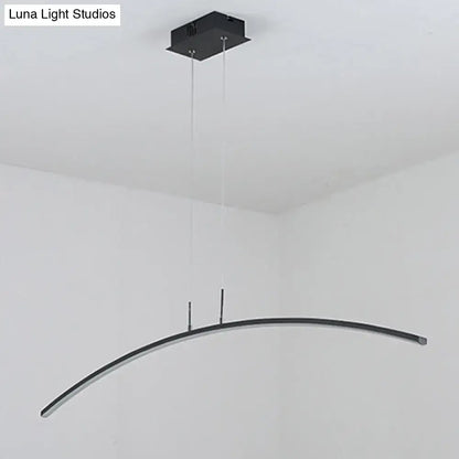 DecorBites sleek black white arch LED pendant lamp with curved design for elegant dining table lighting