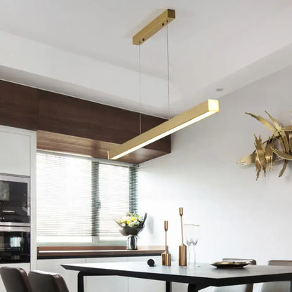 Gold-colored decorbites sleek brass island lamp with pole shaped led suspension lighting for acrylic dining rooms