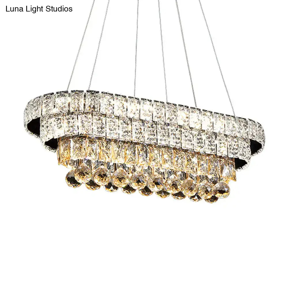 DecorBites™ sleek chrome light fixture with elegant oval crystal shade featuring clear and amber prisms, inches wide