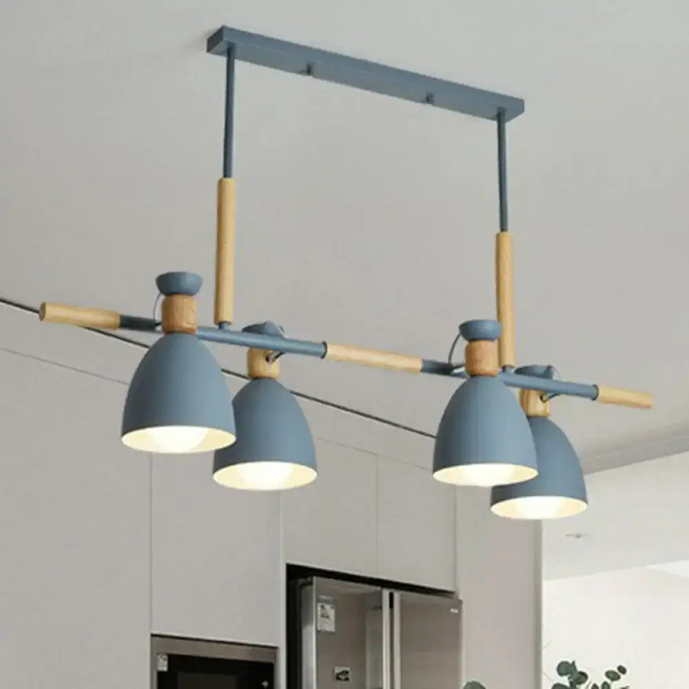 Decorbites sleek dome shade island pendant light with gray wooden accents and metallic finish for dining rooms