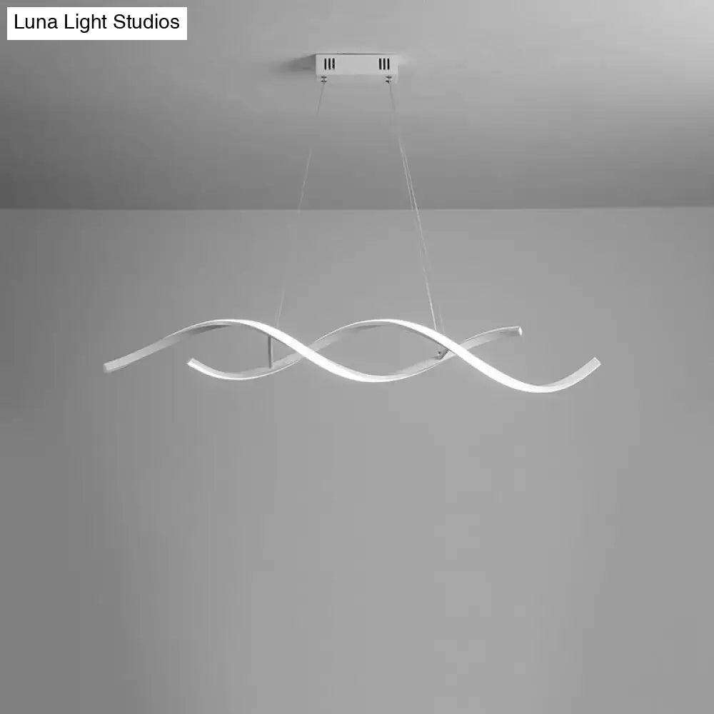 Modern silver led pendant light with wave design by decorbites featuring aluminium simplicity island and control stepless dimming