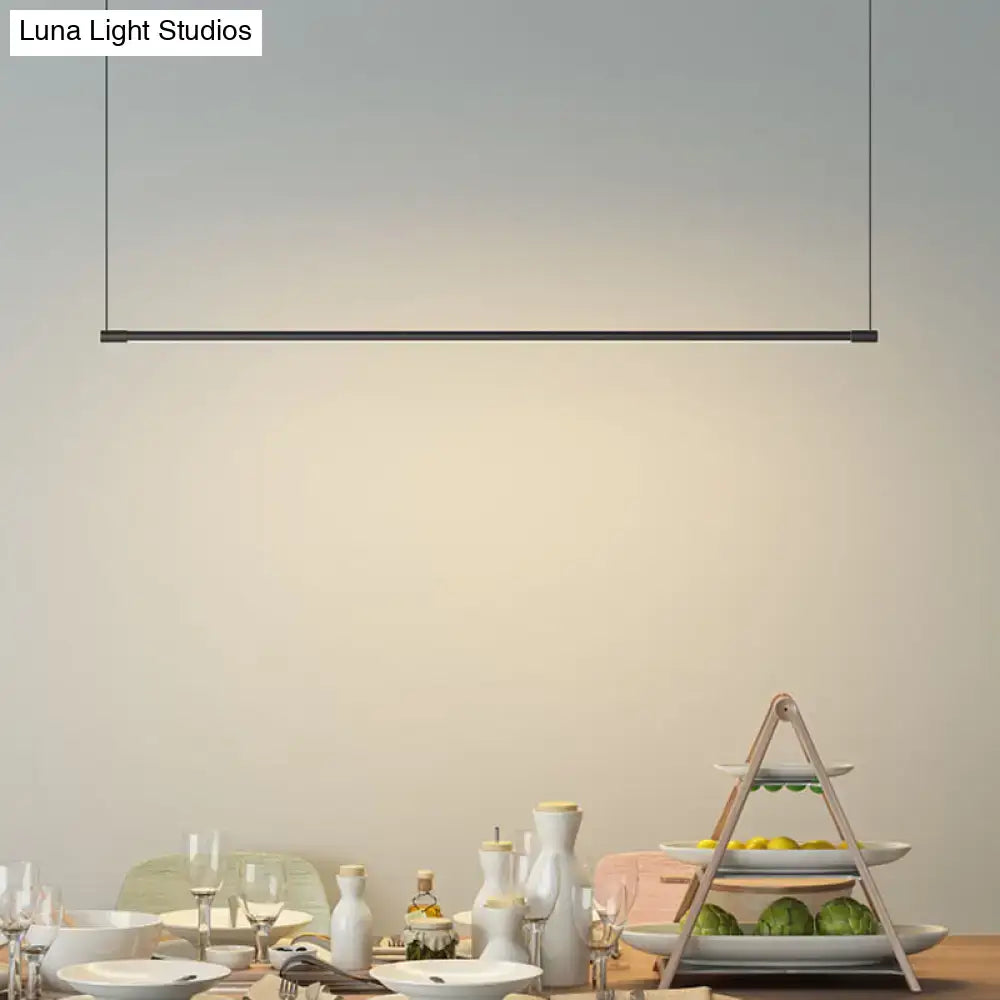 DecorBites sleek metal black led island lamp featuring minimalist linear design for stylish island table lighting