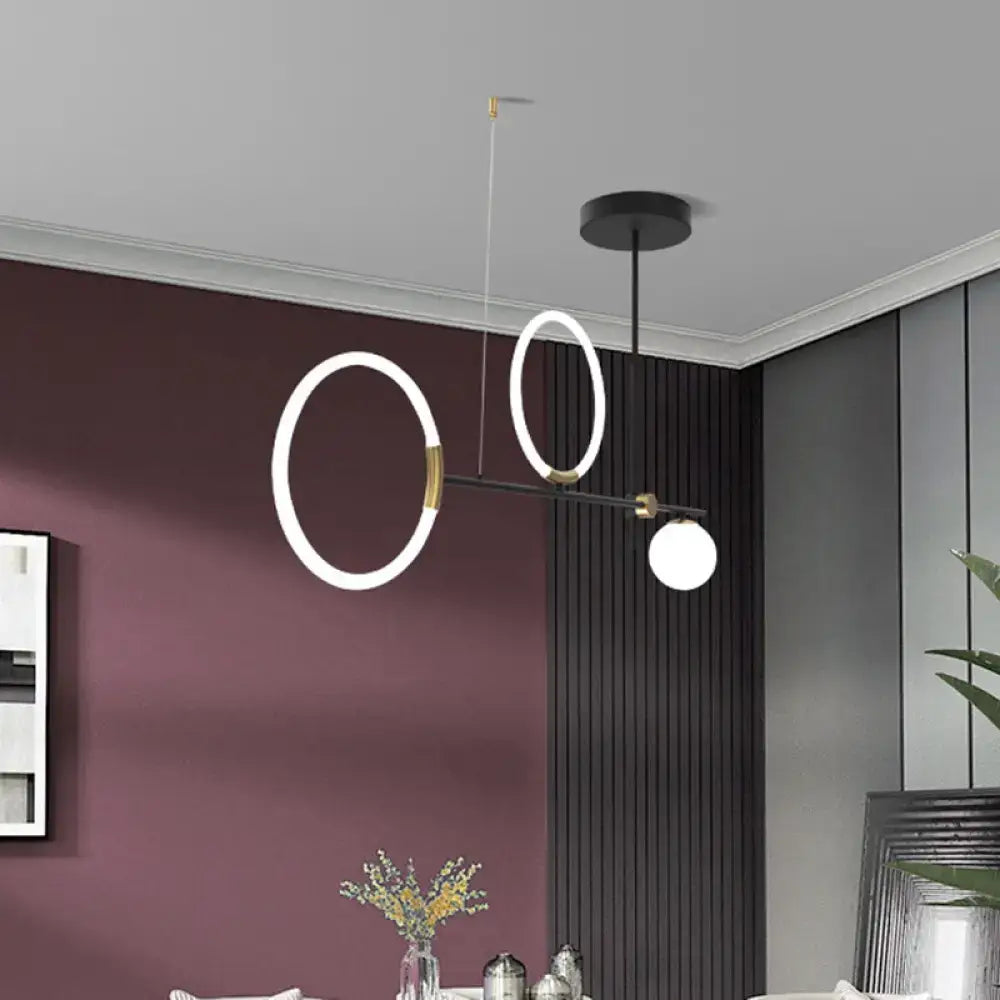 Decorbites sleek metal crossed line island light with two glowing white rings and gold hardware e26 e27 compatible led incandescent fluorescent