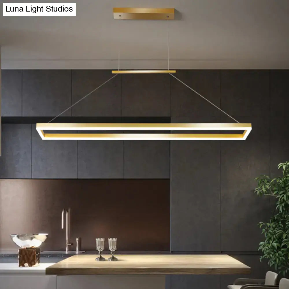 Decorbites sleek metal island ceiling pendant light in gold finish with minimalist rectangular design for dining room