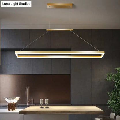 Decorbites sleek metal island ceiling pendant light in gold finish with minimalist rectangular design for dining room