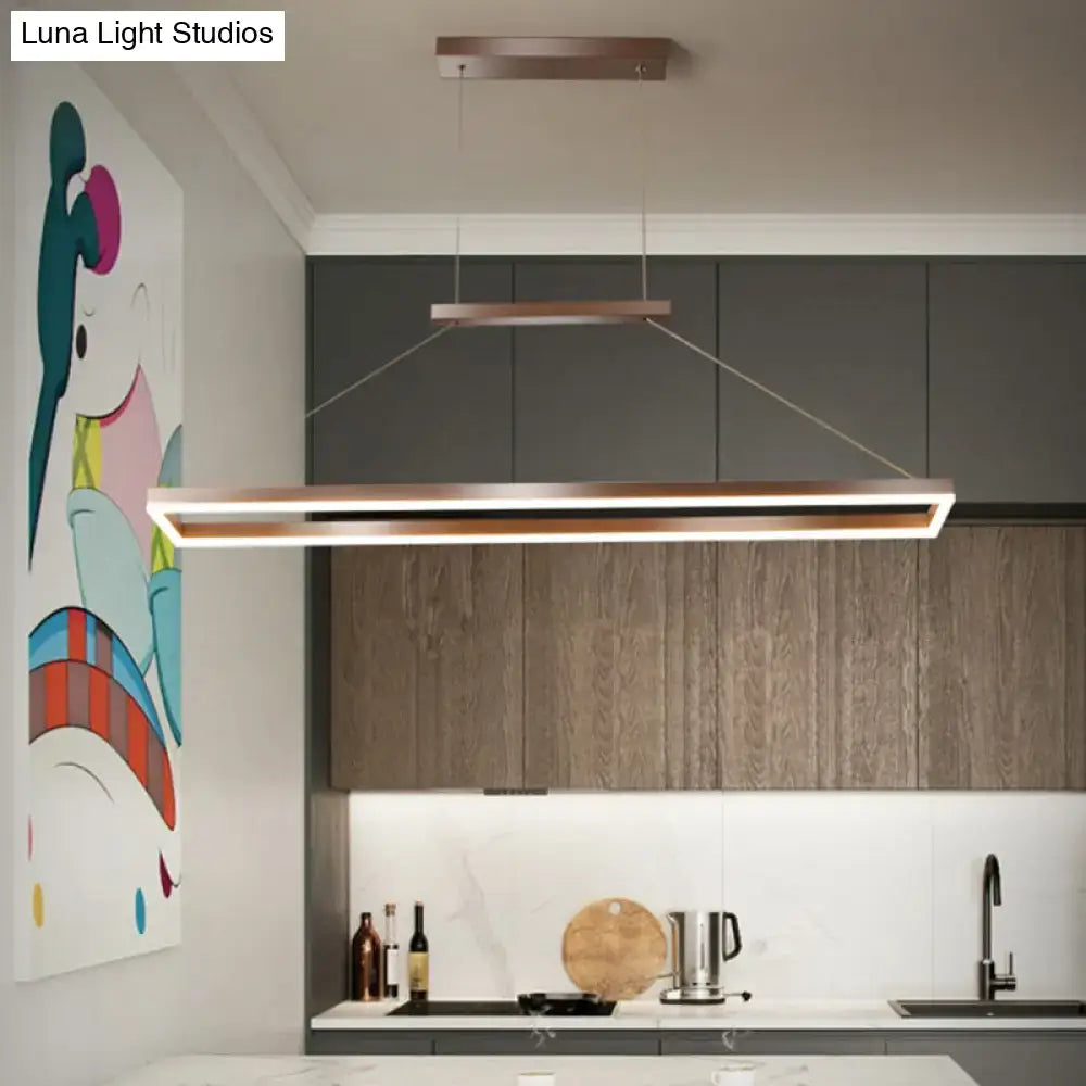 DecorBites™ sleek metal island ceiling LED pendant light with bronze finish and integrated lighting for dining room