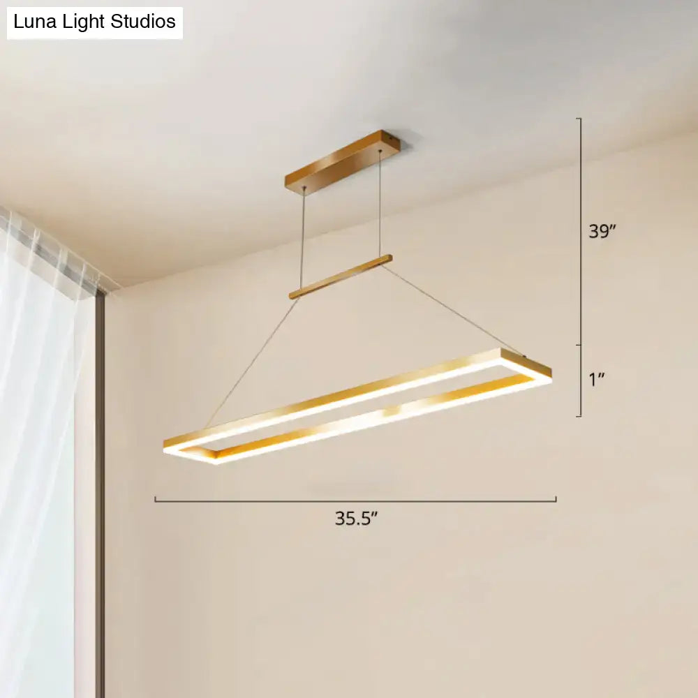 Decorbites sleek metal island ceiling pendant light with gold finish minimalist design and integrated led lighting