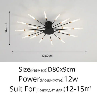 Decorbites™ sleek nordic led chandelier with black and gold finish and frosted glass shades for living room ceiling light
