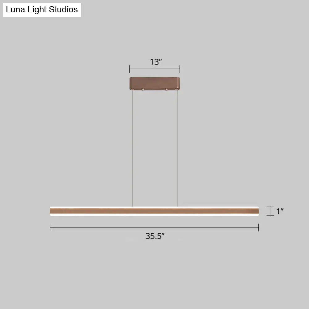 DecorBites sleek triangle island light is a copper finished aluminum led hanging lamp with minimalist design for restaurants