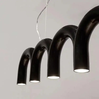 Decorbites™ sleek black curved pipe modern u-shaped chandelier with bar long lamps for bedroom and kitchen lighting