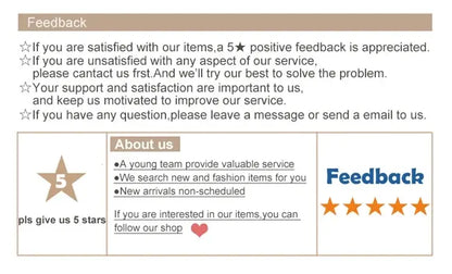 Five-star feedback request graphic with gold star icon encouraging reviews for decorbites™ sleek u-shaped chandelier