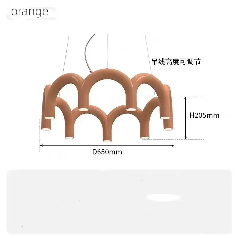 DecorBites™ sleek orange u-shaped chandelier with adjustable hanging height modern u-shaped chandelier for bedroom and kitchen