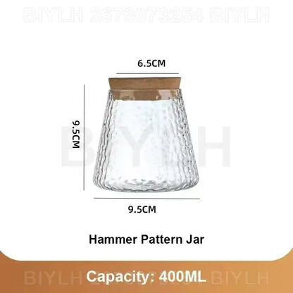 Decorbites™ small transparent glass vase with textured hammer pattern and wood lid holding up to 400ml contents