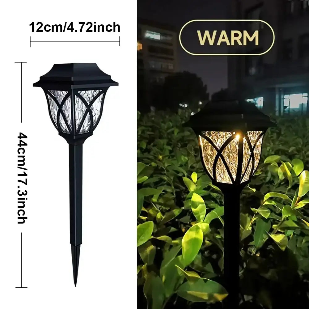DecorBites solar lawn lights black garden path light with decorative lattice design and warm glow for outdoor lawn